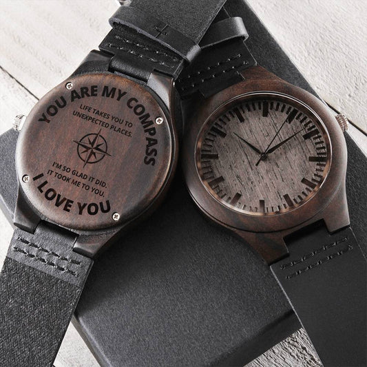 You Are My Compass Engraved Watch Engraved Wooden Watch