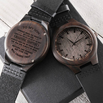 Wooden Engraved Watch - Best Gifts For Son My Son - Someday When The Pages Of My Life End - Stainless Steel Watch - Gi Engraved Wooden Watch