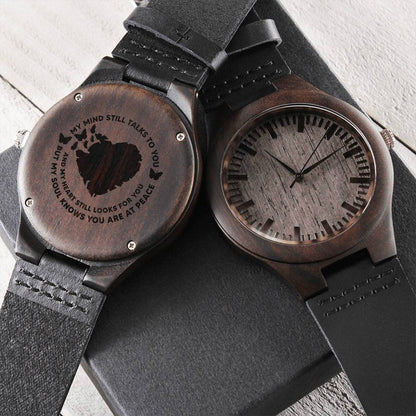 Butterflies My Mind Still Talks To You Gift For Man Engraved Wooden Watch