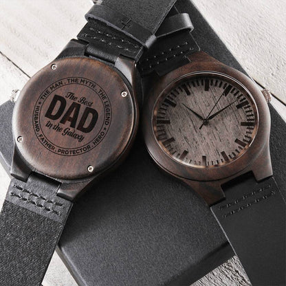 Father's Day Gift For Dad The Best Dad In The Galaxy Engraved Wooden Watch