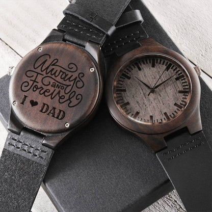 Engraved Watch Gift For Dad Father's Day Gift For Daddy Birthday Gift For Dad Engraved Watch For Him Father Gift From 2 Engraved Wooden Watch