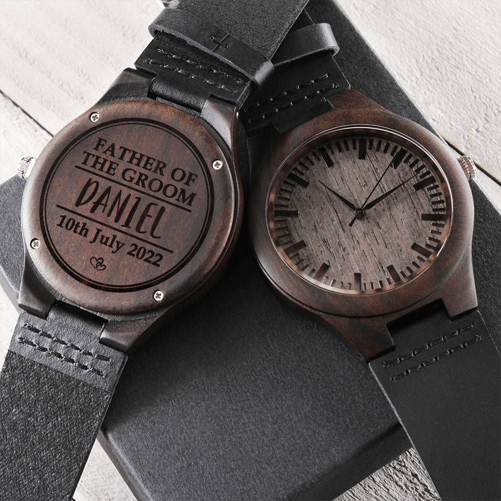 Father Of The Groom Wood Watch Personalised For Dad Wedding Gift For Dad Engraved Wooden Watch