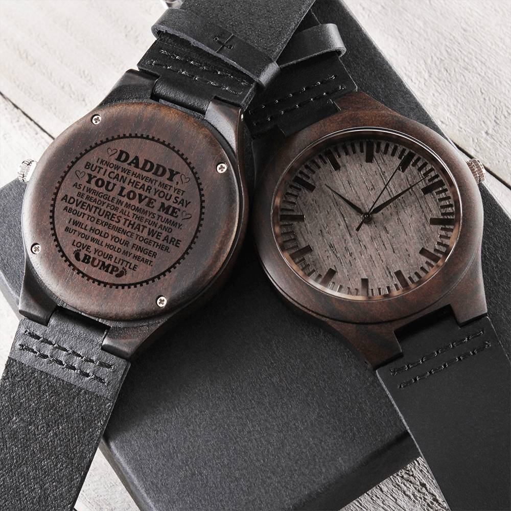 Daddy I Will Hold Your Finger - Gift For Dad On Father’S Day - Father’S Day Gift For Dad - Dad Watch - Thank You Dad - Engraved Wooden Watch