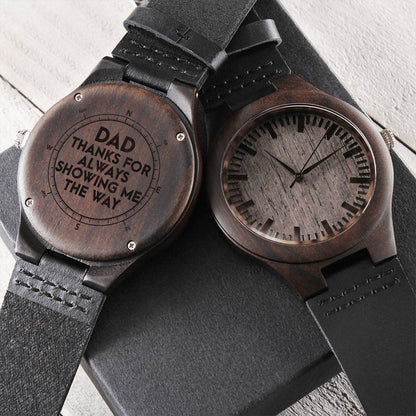 Dad Thanks For Always Showing Me The Way - Watch For Dad Unique Dad Gift Daddy Watch Watch For Father Engraved Watch F Engraved Wooden Watch