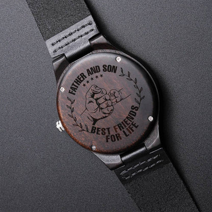 Father And Son - Wooden Watch Engraved Wooden Watch