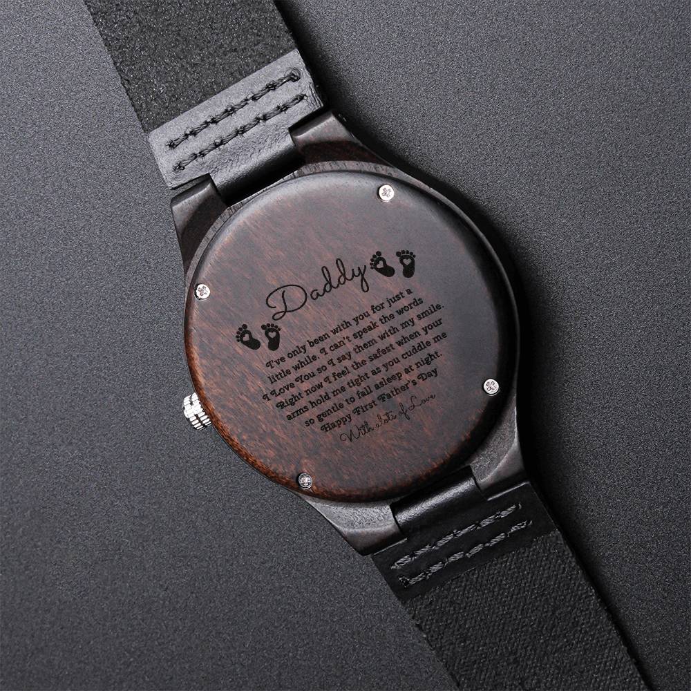 Gift For Dad I Feel Safest When Your Arms Are Hold Me Tight Engraved Wooden Watch