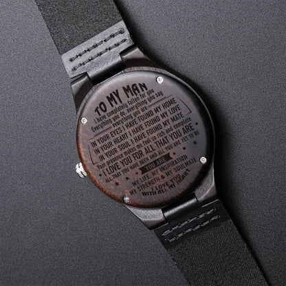 For Man To My Man Watch Engraved Wooden Wood Watch For Anniversary Wedding Birthday Graduation G Engraved Wooden Watch