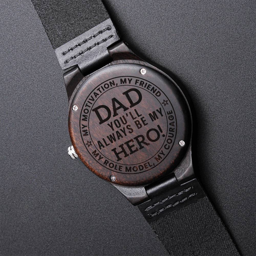 Dad Hero - Wooden Watch Engraved Wooden Watch