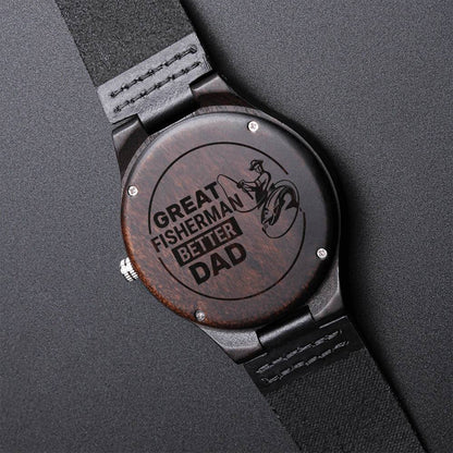 Gift For Fisherman Dad Father Watch Unique Gift Love You Dad - Gift To Dad Engraved Wooden Watch
