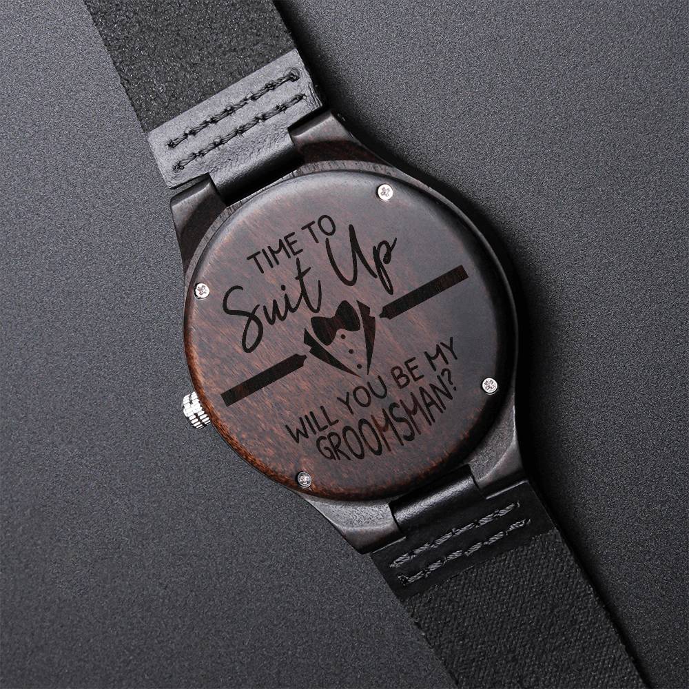 For Groomsman2 Engraved Wooden Watch