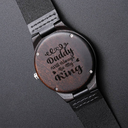 Daddy I Love You Every Second Every Minute Every Hour Every Day - Engraved Watch Gift For Dad - Father’S Day Gift For Engraved Wooden Watch