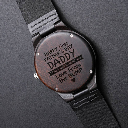 Daddy I Will Hold Your Finger - Gift For Dad On Father’S Day - Father’S Day Gift For Dad - Dad Watch - Thank You Dad -1 Engraved Wooden Watch