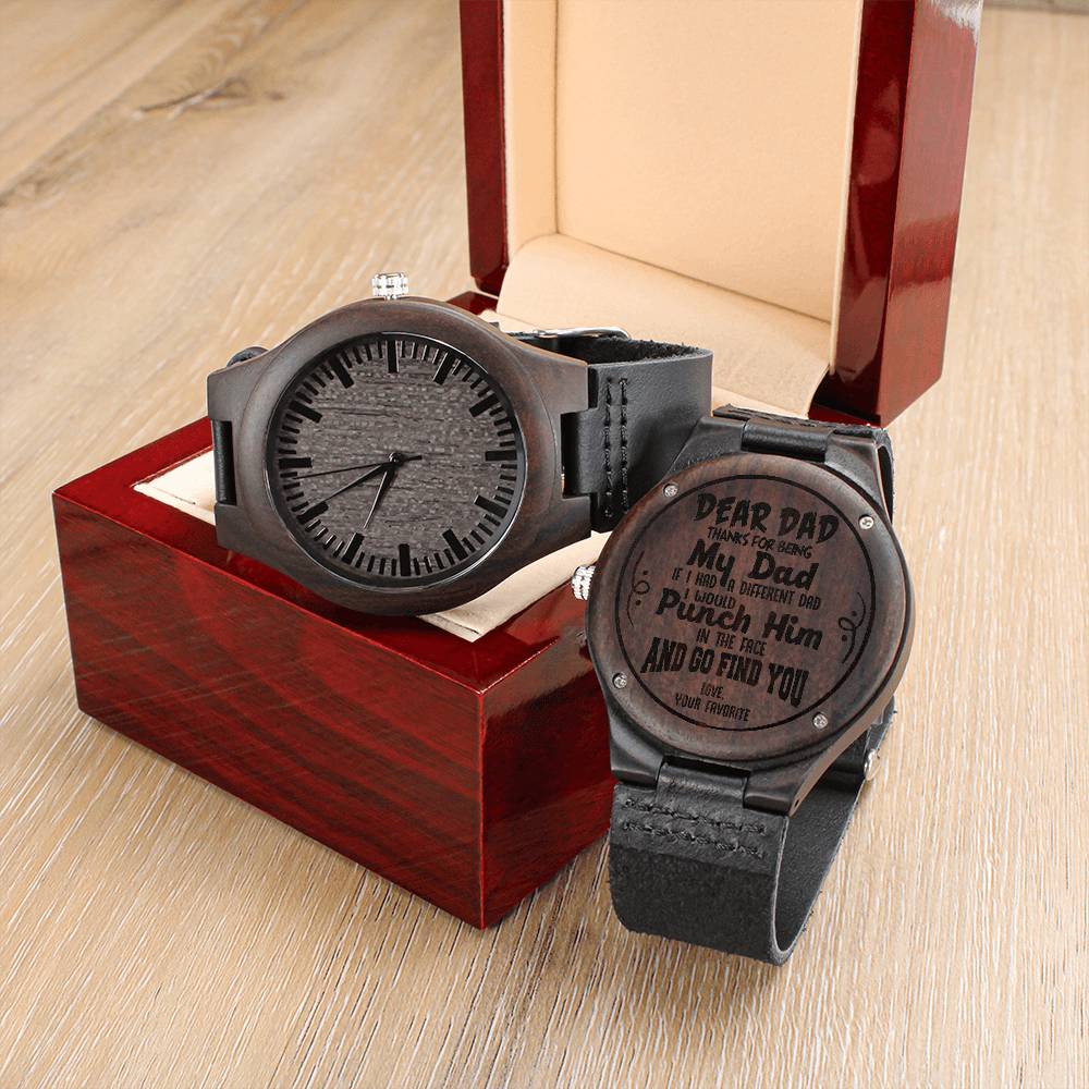 Dear Dad Watch Engraved Wooden Watch