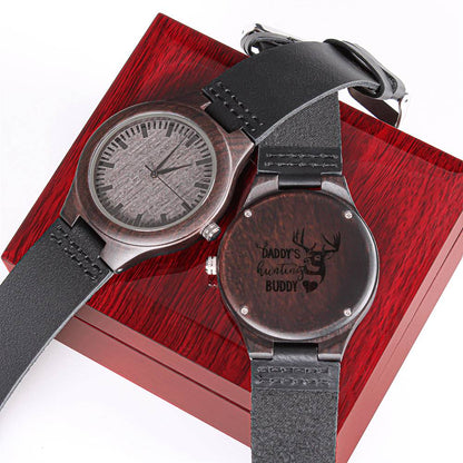 Daddy's Hunting Buddy - Gift For Dad On Father's Day Father's Day Gift For Dad Dad Watch Thank You Dad New Daddy Gift 1 Engraved Wooden Watch