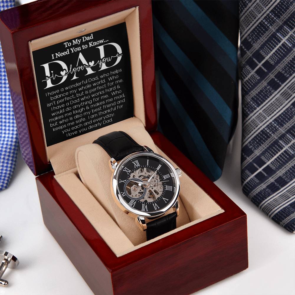 Watch For Dad I Love You Dad I Need You To Know Heartfelt Openwork Skeleton Luxury Watch From Son Or Daughter Openwork Watch