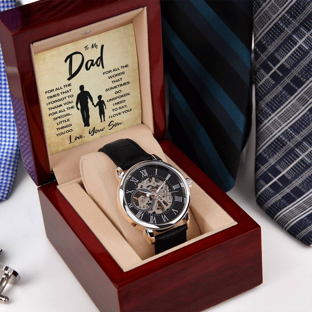 Fathers Day Gift For Dad From Son Sentimental Father Gift Openwork Watch Meaningful Dad Gift Best Fathers Day Gift Daddy Watch