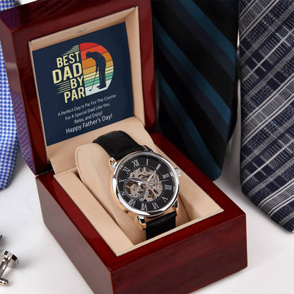 Best Dad By Par Openwork Watch With Message Card Father's Day Gift Watch For Dad