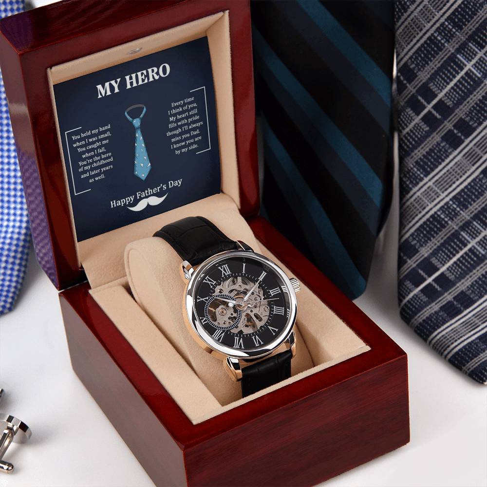 Dad My Hero - Father's Day Gift For Dad - Men's Openwork Watch