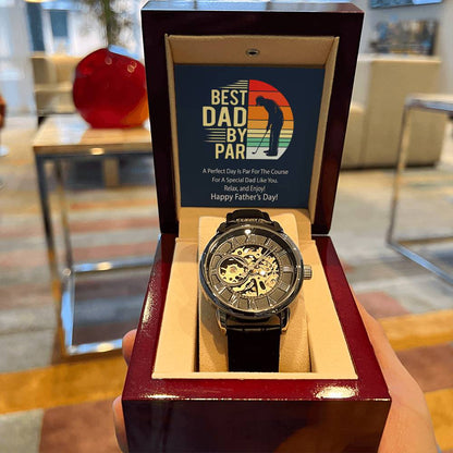 Best Dad By Par Openwork Watch With Message Card Father's Day Gift Watch For Dad
