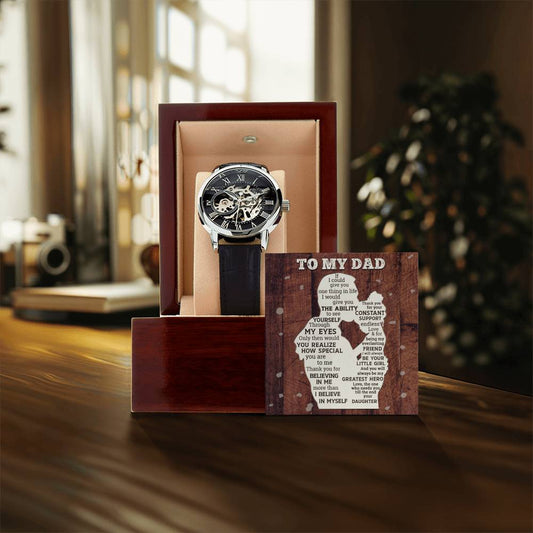 Gift For Dad From Daughter Special Constant Support Men's Openwork Watch