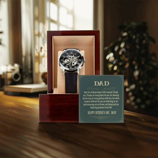 Wrist Watch For Dad Men's Openwork Watch Father's Day Gift From Daughter Gift From Son Dad Father's Day Gift Watch With Message Card