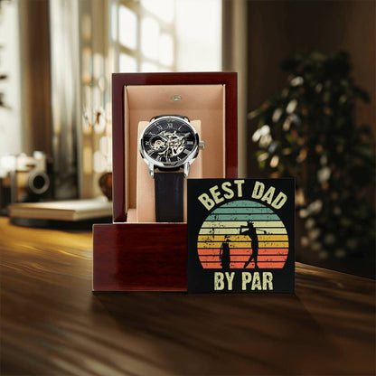 Best Dad By Par - Fathers Day Golf Gifts - Watch Gift For Men - Openwork Watch