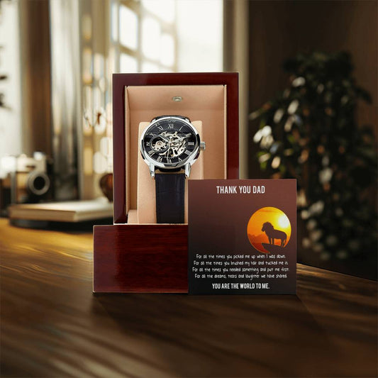 Wrist Watch For Dad Men's Openwork Watch Father's Day Gift From Daughter Gift From Son Dad Birthday Gift Watch With Message Card(1)