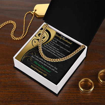 Wife To Husband Christmas Cuban Link Chain Necklace
