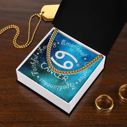 Cuban Link Chain Necklace - Cancer Theme