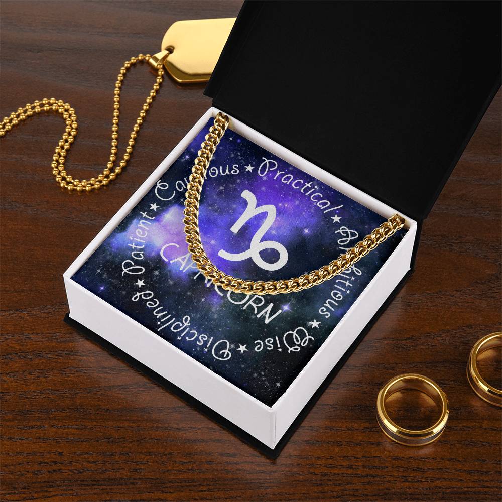 Cuban Link Chain Necklace - Capricorn Theme