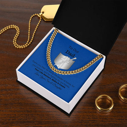 To Our Dad Gift For Him Cuban Link Chain Necklace Cuban Chain Necklace Stainless Steel 14K Yellow Gold Christmas Gift