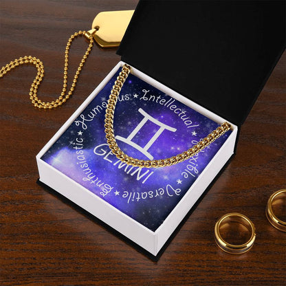 Cuban Link Chain Necklace - Gemini Theme