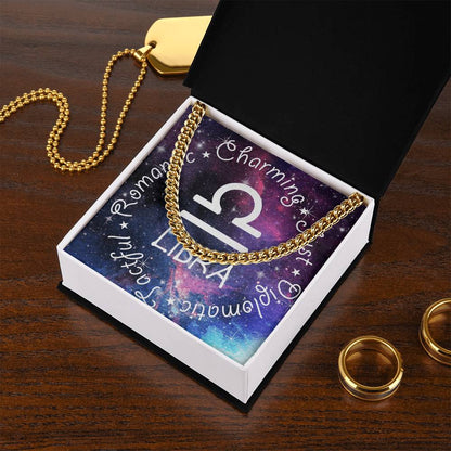 Cuban Link Chain Necklace - Libra Theme