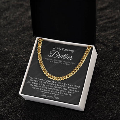 Gift For Brother From Sister - Cuban Link Chain Necklace With Message