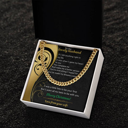 Wife To Husband Christmas Cuban Link Chain Necklace
