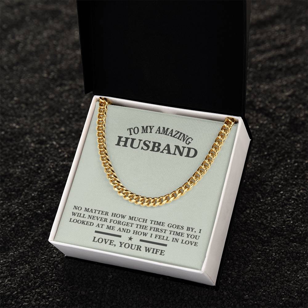 For Husband- Birthday  Anniversary Gift  Message Card Jewelry Cuban Link Chain