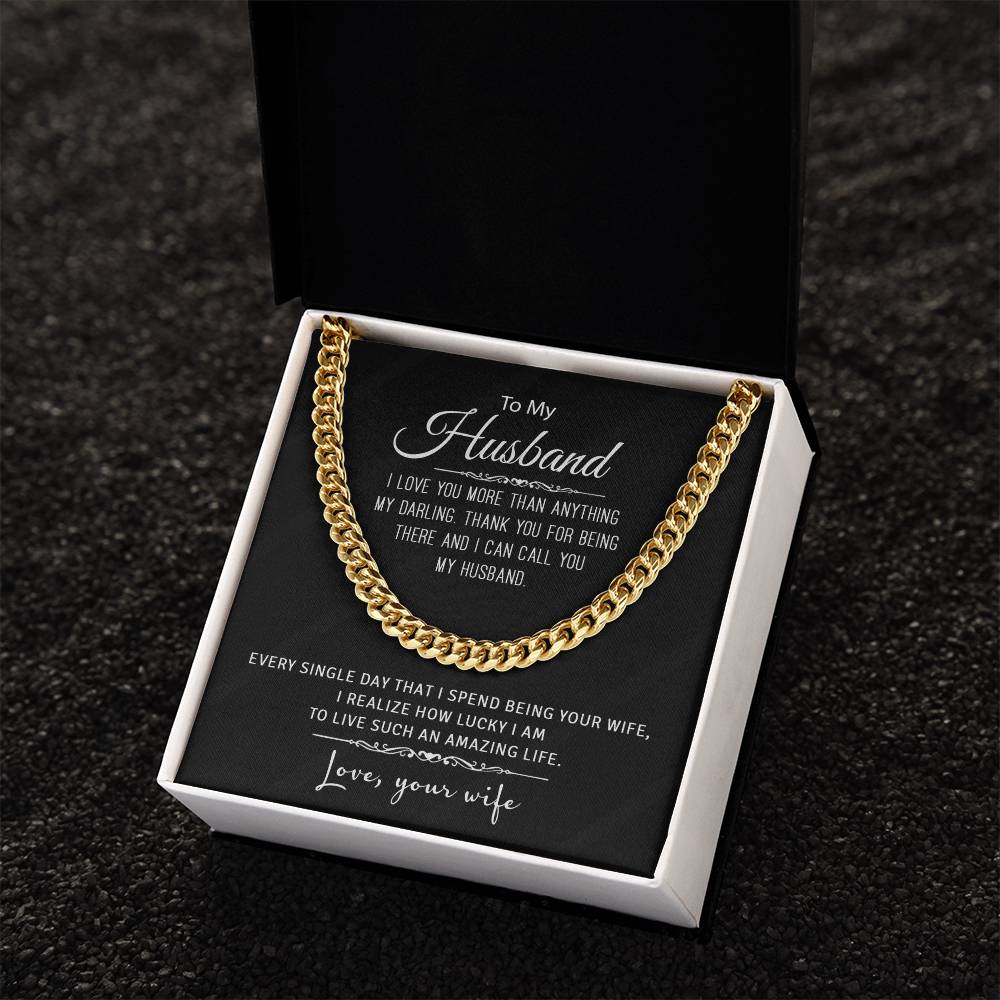 Gift For Husband - Cuban Link Chain Necklace From Wife