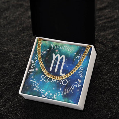 Cuban Link Chain Necklace - Scorpio Theme