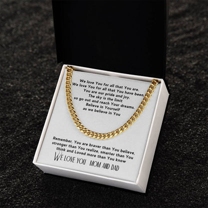 To Son From Mom Cuban Necklace Son Birthday Gift Cuban Link Chain Gold And Silver Just Because Christmas Gift Stocking
