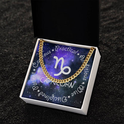 Cuban Link Chain Necklace - Capricorn Theme