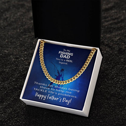 Cuban Link Chain Men To My Fishing Dad Gift For Fishing Dad Father's Day Gift Necklace To Dad From Son Daughter