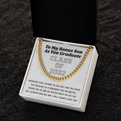 Bonus Son Graduation Class Of 2022 High School Graduation College Graduation Gift For Step Son Mens Gold Cuban Link Ch Cuban Link Chain