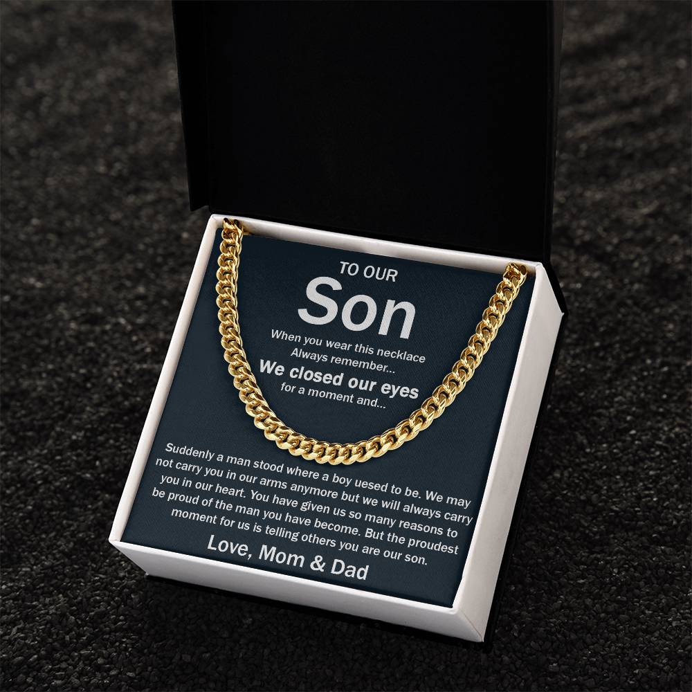 To Our Son Chain Necklace Gifts For Son Birthday Unique Gifts For Son From Mom Dad Sentimental Son Gifts Cuban Link Chain