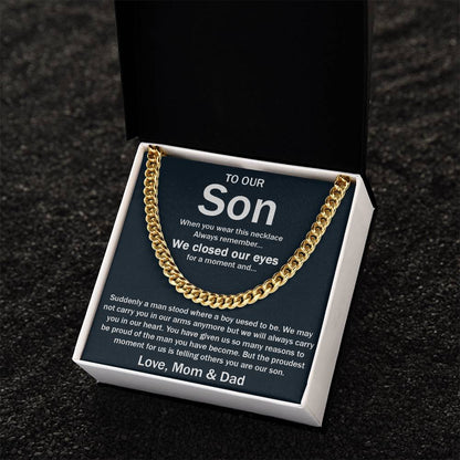 To Our Son Chain Necklace Gifts For Son Birthday Unique Gifts For Son From Mom Dad Sentimental Son Gifts Cuban Link Chain