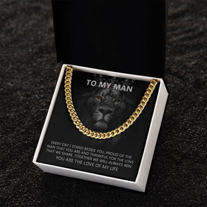 To-My-Man-Every-Day-I-Stand-Beside-You-Cuban-Link-Chain-Necklace-With-Message-Card-Gift-For-Husband-Or-Boyfriend-I-Lov Cuban Link Chain