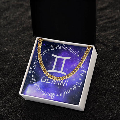 Cuban Link Chain Necklace - Gemini Theme