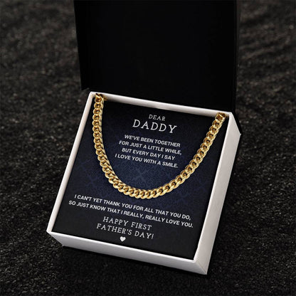 Dear Daddy - First Father's Day Necklace Cuban Link Chain