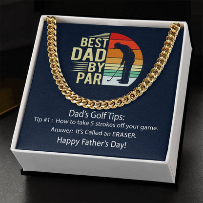 Cuban Link Chain Men Best Dad By Par Golf Joke Necklace For Dad Father's Day Gift Necklace