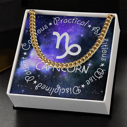 Cuban Link Chain Necklace - Capricorn Theme