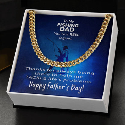 Cuban Link Chain Men To My Fishing Dad Gift For Fishing Dad Father's Day Gift Necklace To Dad From Son Daughter